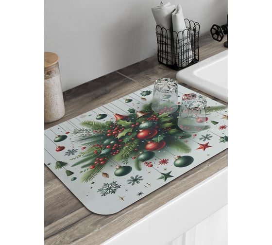 Коврик для сушки посуды JoyArty Новогодние чудеса 58x38 см sbmrec_sd3872_58x38