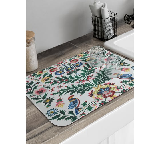 Коврик для сушки посуды JoyArty Птички на ветках 58x38 см sbmrec_sd3978_58x38 1