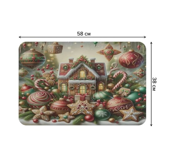 Коврик для сушки посуды JoyArty Праздничный дом 58x38 см sbmrec_sd3881_58x38