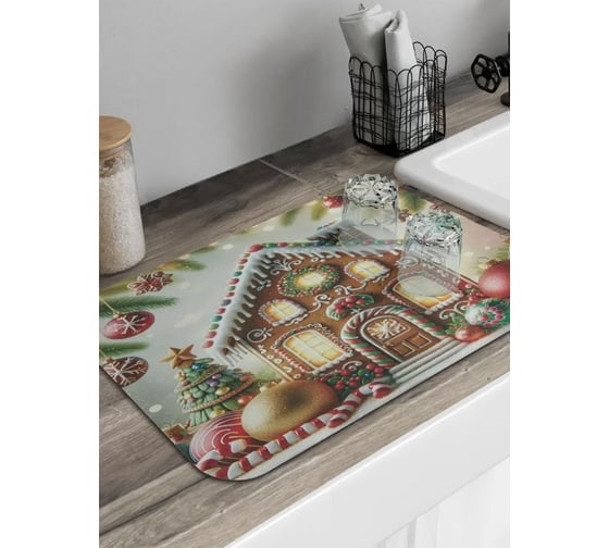 Коврик для сушки посуды JoyArty Пряничный домик 58x38 см sbmrec_sd3882_58x38