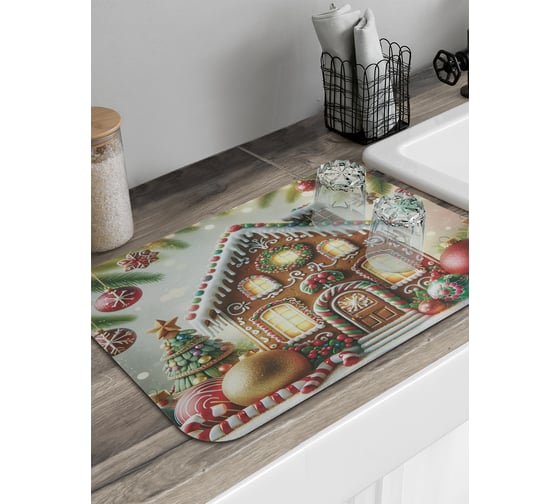 Коврик для сушки посуды JoyArty Пряничный домик 58x38 см sbmrec_sd3882_58x38 1