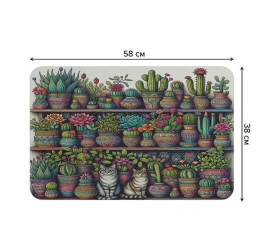 Коврик для сушки посуды JoyArty Полка с цветами 58x38 см sbmrec_sd3518_58x38