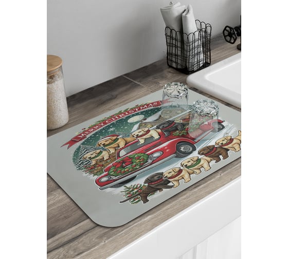 Коврик для сушки посуды JoyArty Счастливого праздника 58x38 см sbmrec_sd3952_58x38 1