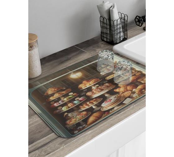Коврик для сушки посуды JoyArty Сладкая витрина 58x38 см sbmrec_sd3452_58x38 1
