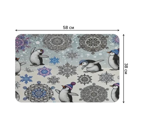 Коврик для сушки посуды JoyArty Снежные пингвины 58x38 см sbmrec_sd3971_58x38