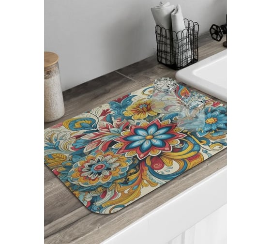 Коврик для сушки посуды JoyArty Роспись хохлома 58x38 см sbmrec_sd3582_58x38