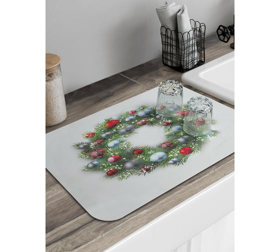 Коврик для сушки посуды JoyArty Яркий праздничный венок 58x38 см sbmrec_21485_58x38