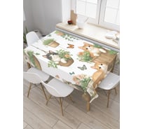 Прямоугольная тканевая скатерть на стол JoyArty с рисунком "Котики в горшках", 120 на 145 см, tc_sd3498_120x145