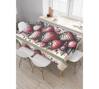 Прямоугольная тканевая скатерть на стол JoyArty с рисунком "Клубника", 120 на 145 см, tc_sd3444_120x145