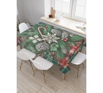 Прямоугольная тканевая скатерть на стол JoyArty с рисунком "Снежинки в иголках", 120 на 145 см, серия Новый год и Рождество tc_sd3904_120x145
