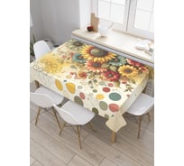 Прямоугольная тканевая скатерть на стол JoyArty с рисунком "Волшебные цветы", 120 на 145 см, tc_sd3563_120x145
