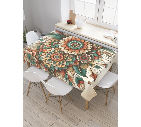 Прямоугольная тканевая скатерть на стол JoyArty с рисунком "Ловец снов", 145 на 180 см, tc_sd3530_180x145 1