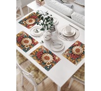 Салфетки на стол для сервировки прямоугольные, плейсмат JoyArty "Сухой букет", 32x46 см, в комплекте 4 шт., np_sd3529