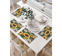 Салфетки на стол для сервировки прямоугольные, плейсмат JoyArty "Поле цветов", 32x46 см, в комплекте 4 шт., np_sd3445