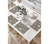 Салфетки на стол для сервировки прямоугольные, плейсмат JoyArty "Красный нос", 32x46 см, в комплекте 4 шт., серия Новый год и Рождество np_sd3973