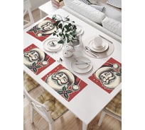 Салфетки на стол для сервировки прямоугольные, плейсмат JoyArty "Счастливый Дед Мороз", 32x46 см, в комплекте 4 шт., серия Новый год и Рождество np_sd3955