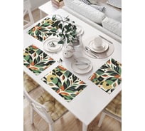 Салфетки на стол для сервировки прямоугольные, плейсмат JoyArty "Геометрия листьев", 32x46 см, в комплекте 4 шт., np_sd3543