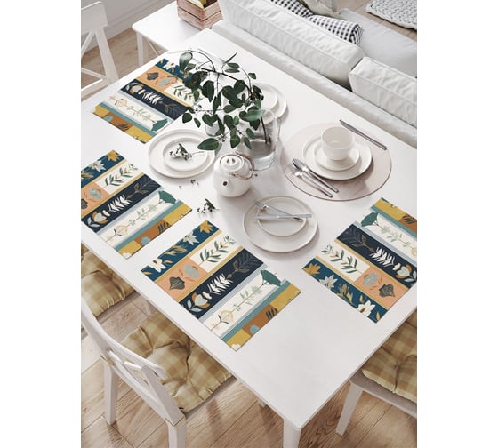 Салфетки на стол для сервировки прямоугольные, плейсмат JoyArty "Цветочные обои", 32x46 см, в комплекте 4 шт., np_sd3410 1