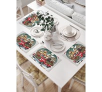 Салфетки на стол для сервировки прямоугольные, плейсмат JoyArty "Счастливого праздника", 32x46 см, в комплекте 4 шт., серия Новый год и Рождество np_sd3952
