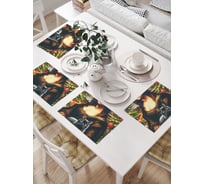 Салфетки на стол для сервировки прямоугольные, плейсмат JoyArty "Джоконда с котом", 32x46 см, в комплекте 4 шт., серия Новый год и Рождество np_sd3894