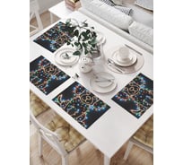 Салфетки на стол для сервировки прямоугольные, плейсмат JoyArty "Песик в огоньках", 32x46 см, в комплекте 4 шт., серия Новый год и Рождество np_sd3888