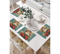 Салфетки на стол для сервировки прямоугольные, плейсмат JoyArty "Новогодний подарок", 32x46 см, в комплекте 4 шт., серия Новый год и Рождество np_sd3976