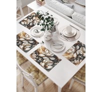 Салфетки на стол для сервировки прямоугольные, плейсмат JoyArty "Магнолия и мрамор", 32x46 см, в комплекте 4 шт., np_sd3482