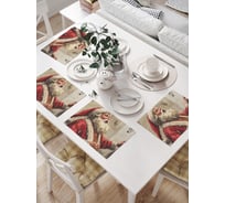 Салфетки на стол для сервировки прямоугольные, плейсмат JoyArty "Звонкая песня", 32x46 см, в комплекте 4 шт., серия Новый год и Рождество np_sd3999