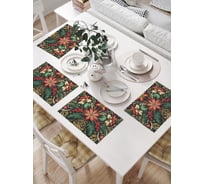 Салфетки на стол для сервировки прямоугольные, плейсмат JoyArty "Узорчатая композиция", 32x46 см, в комплекте 4 шт., серия Новый год и Рождество np_sd3925