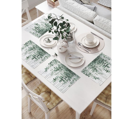 Салфетки на стол для сервировки прямоугольные, плейсмат JoyArty "Мраморный эвкалипт", 32x46 см, в комплекте 4 шт., np_sd3418 1