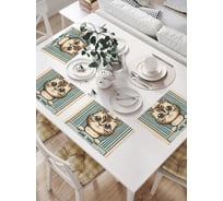 Салфетки на стол для сервировки прямоугольные, плейсмат JoyArty "Кот из шторки", 32x46 см, в комплекте 4 шт., np_sd3468
