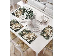 Салфетки на стол для сервировки прямоугольные, плейсмат JoyArty "Мраморная магнолия", 32x46 см, в комплекте 4 шт., np_sd3466