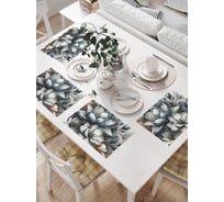 Салфетки на стол для сервировки прямоугольные, плейсмат JoyArty "Бледная магнолия", 32x46 см, в комплекте 4 шт., np_sd3483