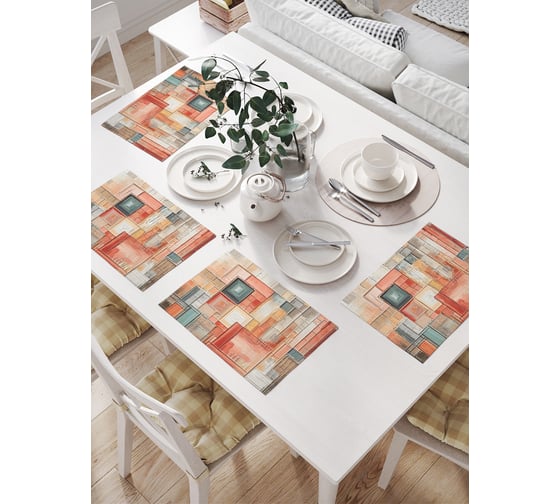 Салфетки на стол для сервировки прямоугольные, плейсмат JoyArty "Ровные мазки", 32x46 см, в комплекте 4 шт., np_sd3510 1