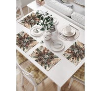 Салфетки на стол для сервировки прямоугольные, плейсмат JoyArty "Шишки в иголках", 32x46 см, в комплекте 4 шт., серия Новый год и Рождество np_sd3905
