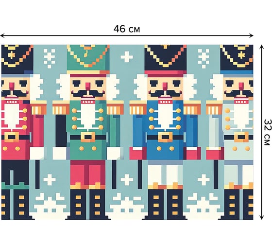 Салфетки на стол для сервировки прямоугольные, плейсмат JoyArty "Строй щелкунчиков", 32x46 см, в комплекте 4 шт., серия Новый год и Рождество np_sd3930