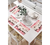 Салфетки на стол для сервировки прямоугольные, плейсмат JoyArty "Снежные горы", 32x46 см, в комплекте 4 шт., серия Новый год и Рождество np_sd3942