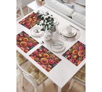 Салфетки на стол для сервировки прямоугольные, плейсмат JoyArty "Цветы узорами", 32x46 см, в комплекте 4 шт., np_sd3424