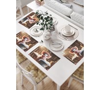 Салфетки на стол для сервировки прямоугольные, плейсмат JoyArty "Хрюша с розами", 32x46 см, в комплекте 4 шт., np_sd3576