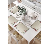 Салфетки на стол для сервировки прямоугольные, плейсмат JoyArty "Нарядный лес", 32x46 см, в комплекте 4 шт., серия Новый год и Рождество np_sd3956