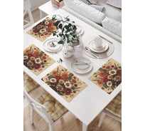 Салфетки на стол для сервировки прямоугольные, плейсмат JoyArty "Букет осени", 32x46 см, в комплекте 4 шт., np_sd3584