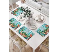 Салфетки на стол для сервировки прямоугольные, плейсмат JoyArty "Тропические попугаи", 32x46 см, в комплекте 4 шт., np_sd3415