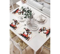 Салфетки на стол для сервировки прямоугольные, плейсмат JoyArty "Радостный олень", 32x46 см, в комплекте 4 шт., серия Новый год и Рождество np_sd3883