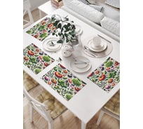 Салфетки на стол для сервировки прямоугольные, плейсмат JoyArty "Дачные овощи", 32x46 см, в комплекте 4 шт., np_sd3414