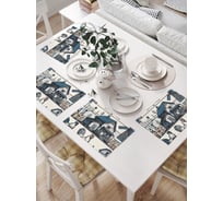 Салфетки на стол для сервировки прямоугольные, плейсмат JoyArty "Ферма", 32x46 см, в комплекте 4 шт., np_sd3539