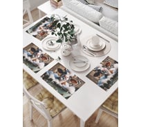 Салфетки на стол для сервировки прямоугольные, плейсмат JoyArty "Коровка в ванной", 32x46 см, в комплекте 4 шт., np_sd3536