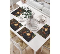 Салфетки на стол для сервировки прямоугольные, плейсмат JoyArty "Уютным вечером", 32x46 см, в комплекте 4 шт., серия Новый год и Рождество np_sd3893