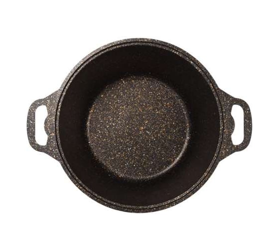 Кастрюля Kukmara 8 л со стеклянной крышкой, антипригарное покрытие линия Granit ultra black-gold кгбг82а