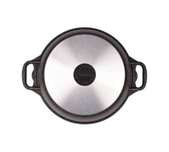 Кастрюля Kukmara 8 л со стеклянной крышкой, антипригарное покрытие линия Granit ultra black-gold кгбг82а