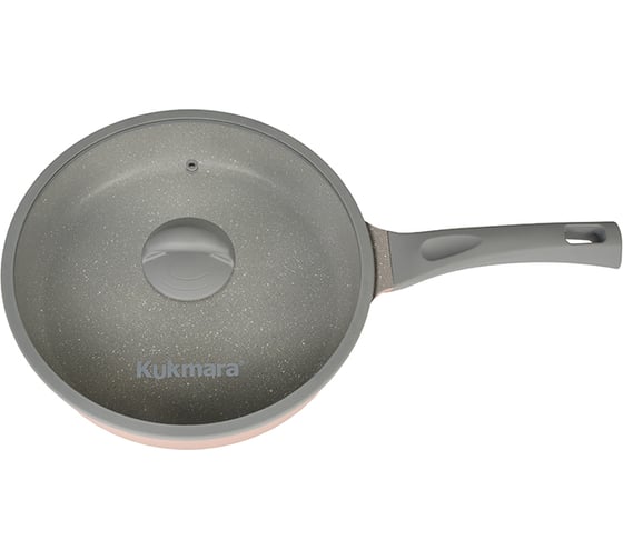 Сковорода Kukmara 220 мм с ручкой,со стеклянной крышкой, антипригарное покрытие линия Stella cappuccino сск221а